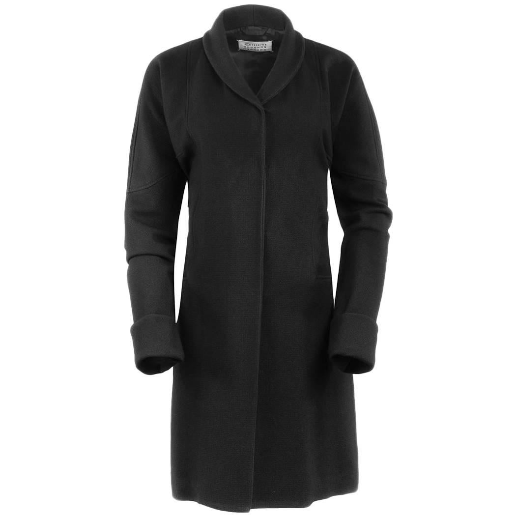 Maison Martin Margiela Line 1 Black Wool Overcoat For Sale