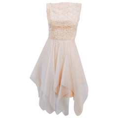 60s Lace and Organza Kerchief Hem Dress