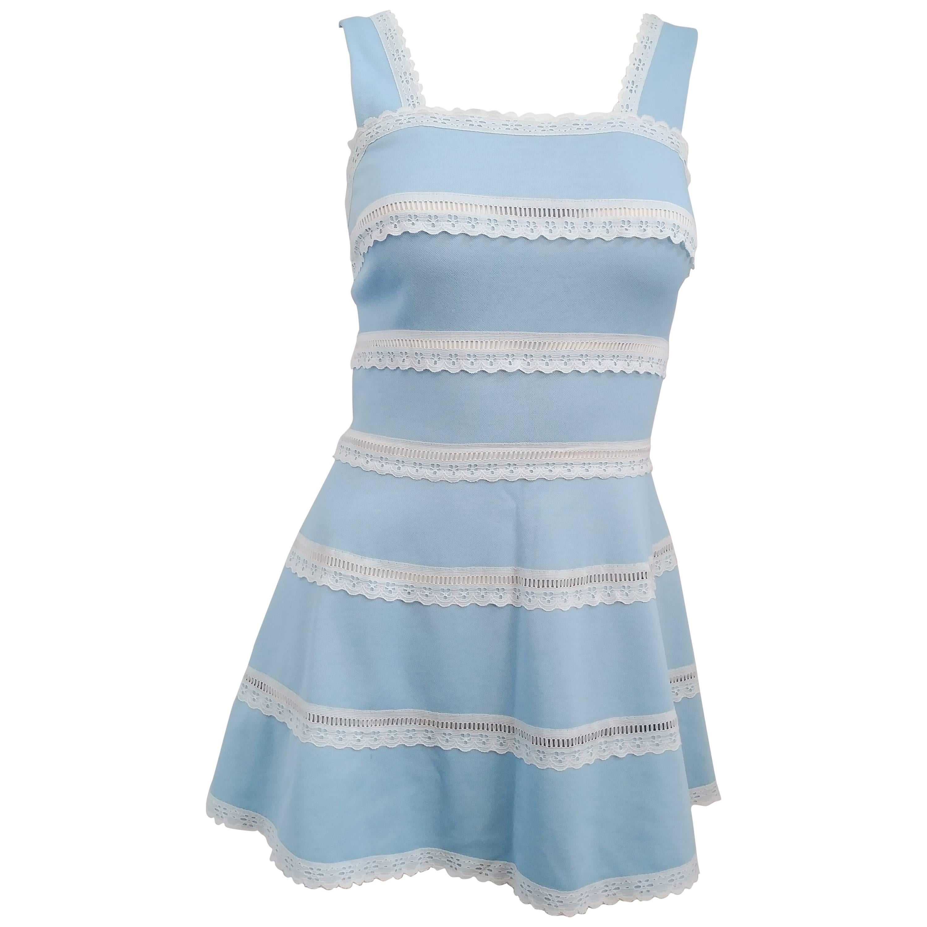 60s Baby Blue & Lace Tennis Dress
