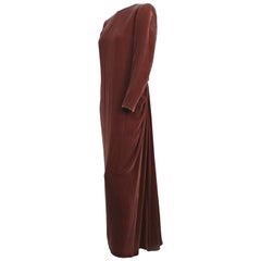 80s Oscar de la Renta Cognac Velvet Draped Evening Dress