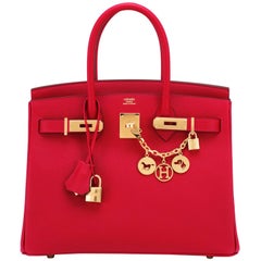 Hermes Rouge Casaque 30cm Birkin Lipstick Red Epsom Gold Hardware