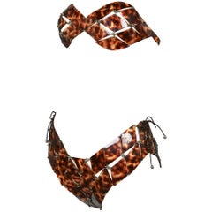 Paco Rabanne Tortoise Rubber Couture Corset Disc Bikini Swim Suit 