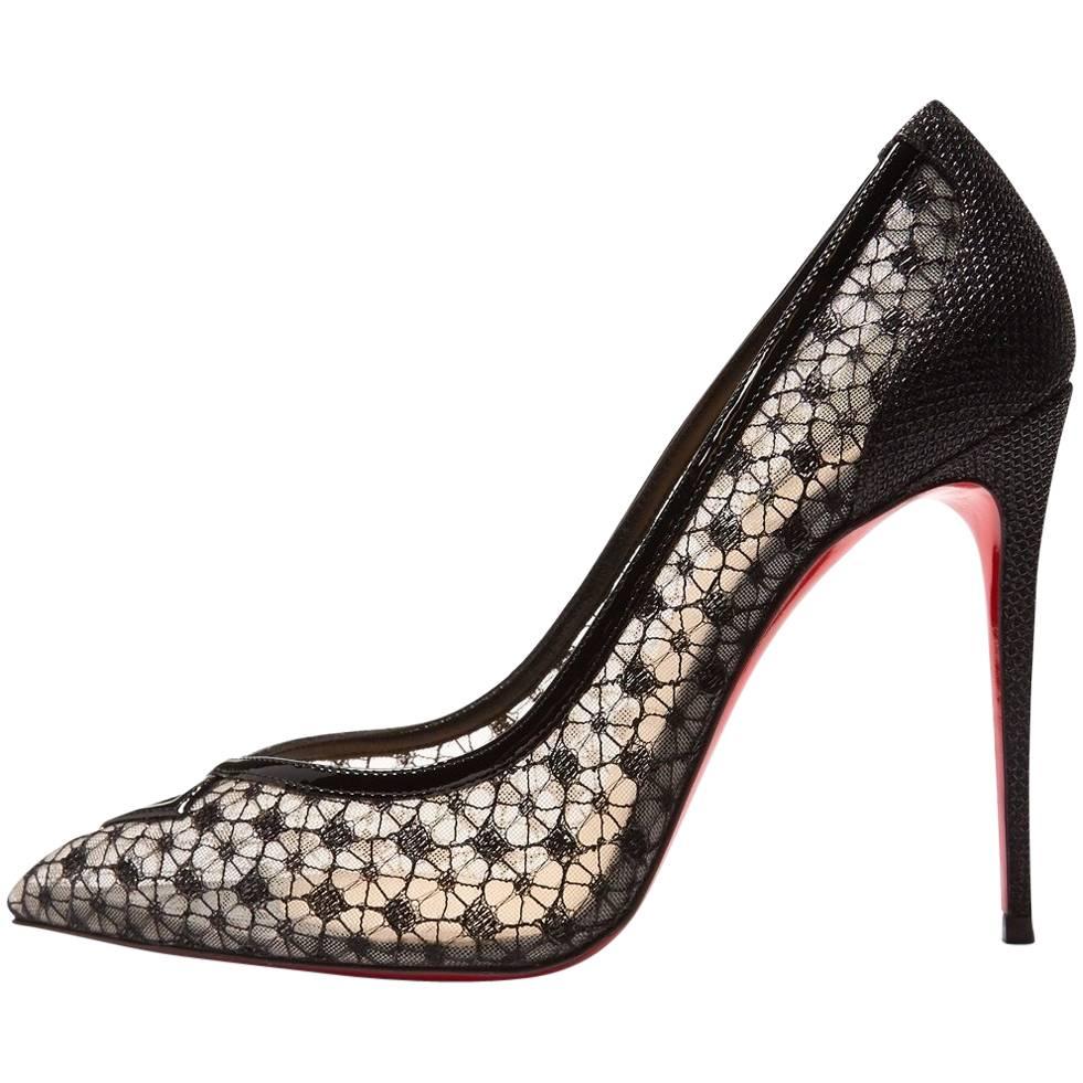 Christian Louboutin New Sold Out Black Lace Patent Heels Evening Pumps in Box