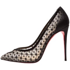 Christian Louboutin New Sold Out Black Lace Patent Heels Evening Pumps in Box