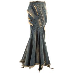 Junya Watanabe Spring-Summer 2002 bias cut denim flared skirt