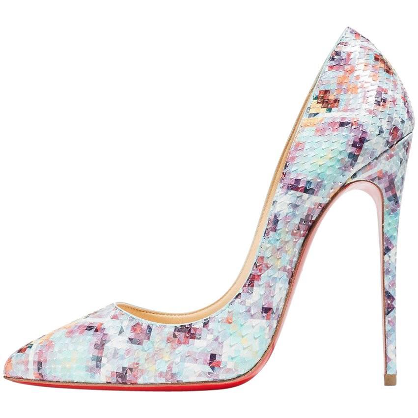 Christian Louboutin New Sold Out Mosaic Snakeskin So Kate Heels Pumps in Box