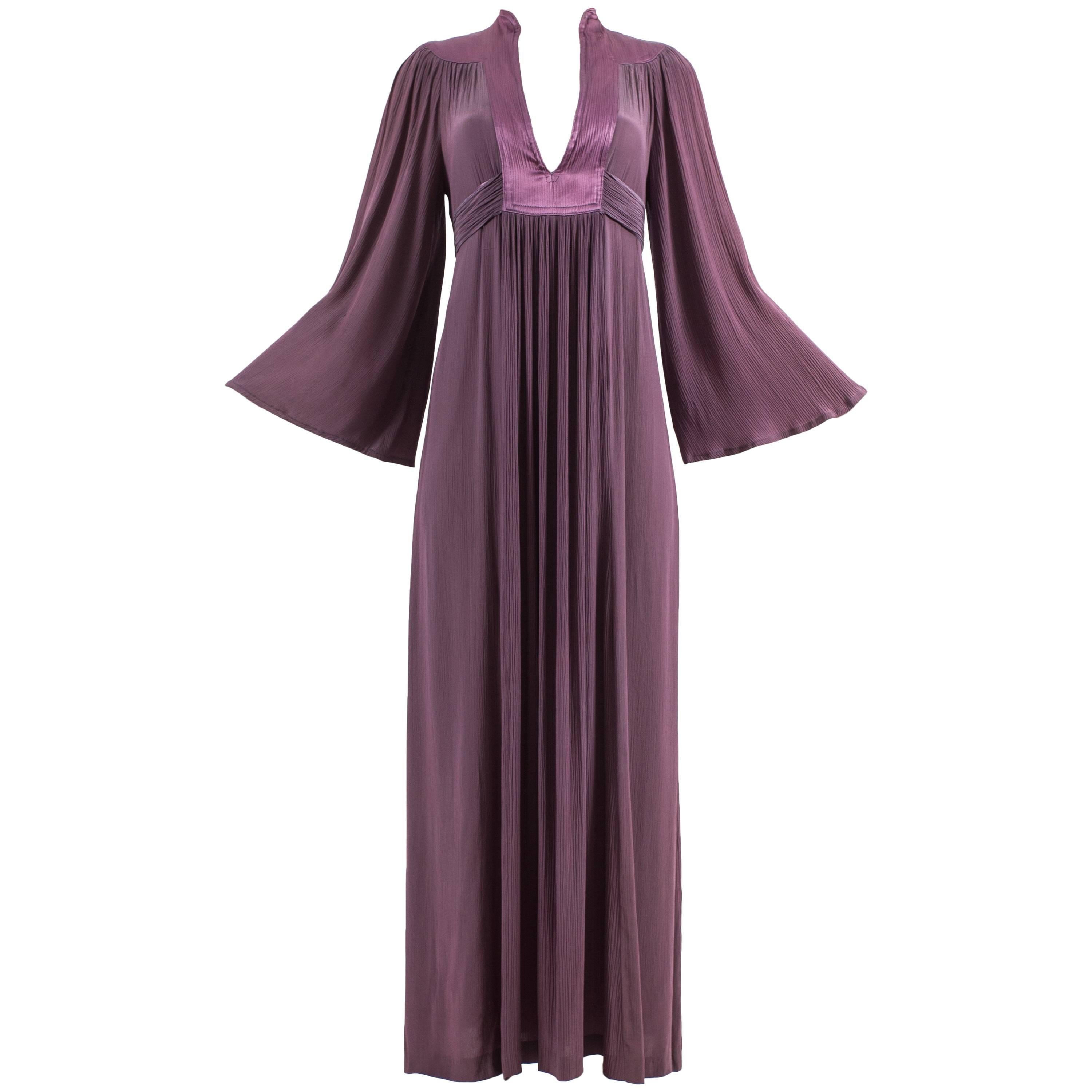 Ossie Clark 1970 pleated purple evening dress