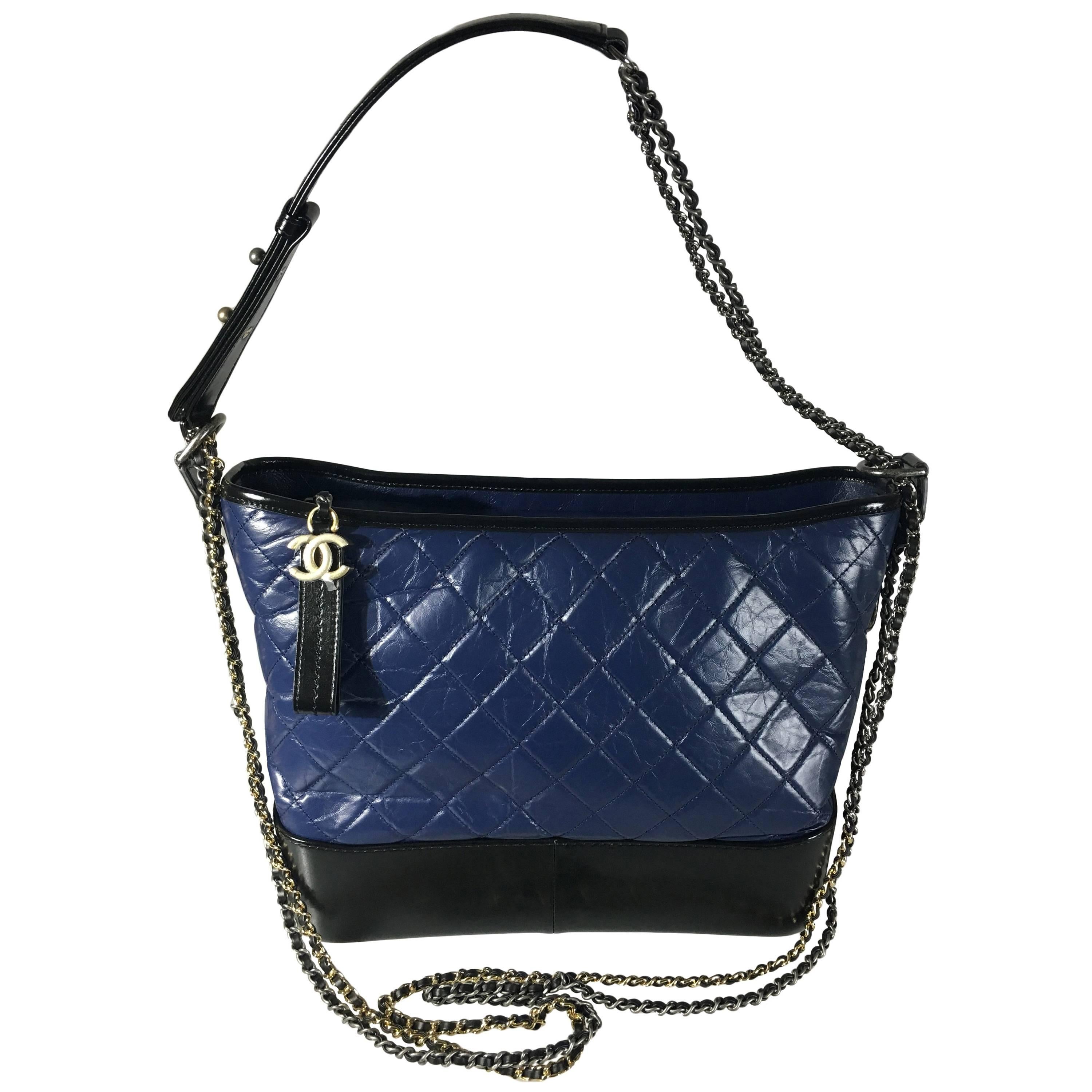 Chanel Black/Navy Gabrielle Large Hobo Bag New For Sale