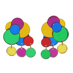 Vintage 1980s Multicolor Oversized Dangling Balloon Clip-on Earrings 12