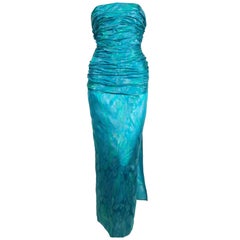 1970's JEAN-LOUIS SCHERRER demi-couture ruched silk dress