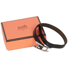 HERMES Black Leather HAPI BRACELET Single Tour 4