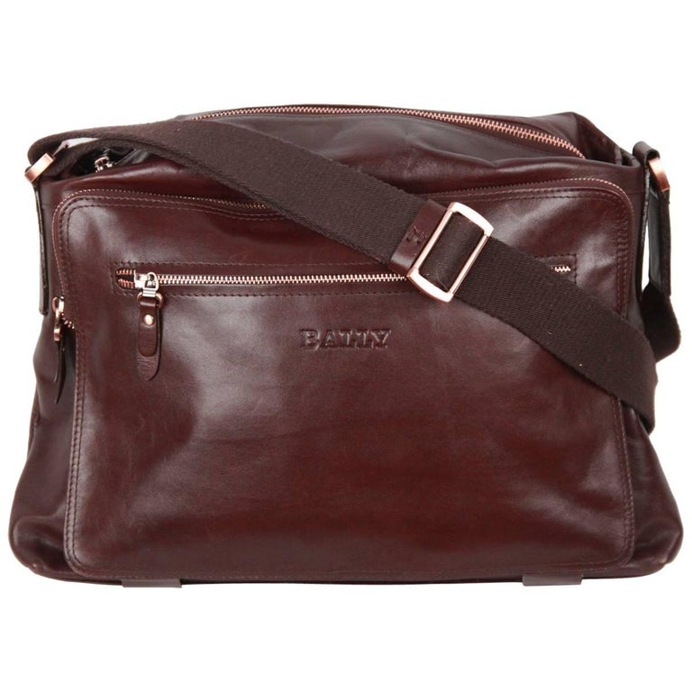 BALLY Brown Leather MESSENGER BAG For Sale at 1stDibs