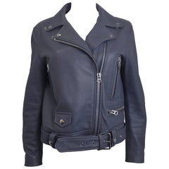 Acne Studios Blue/Purple Leather Biker Jacket