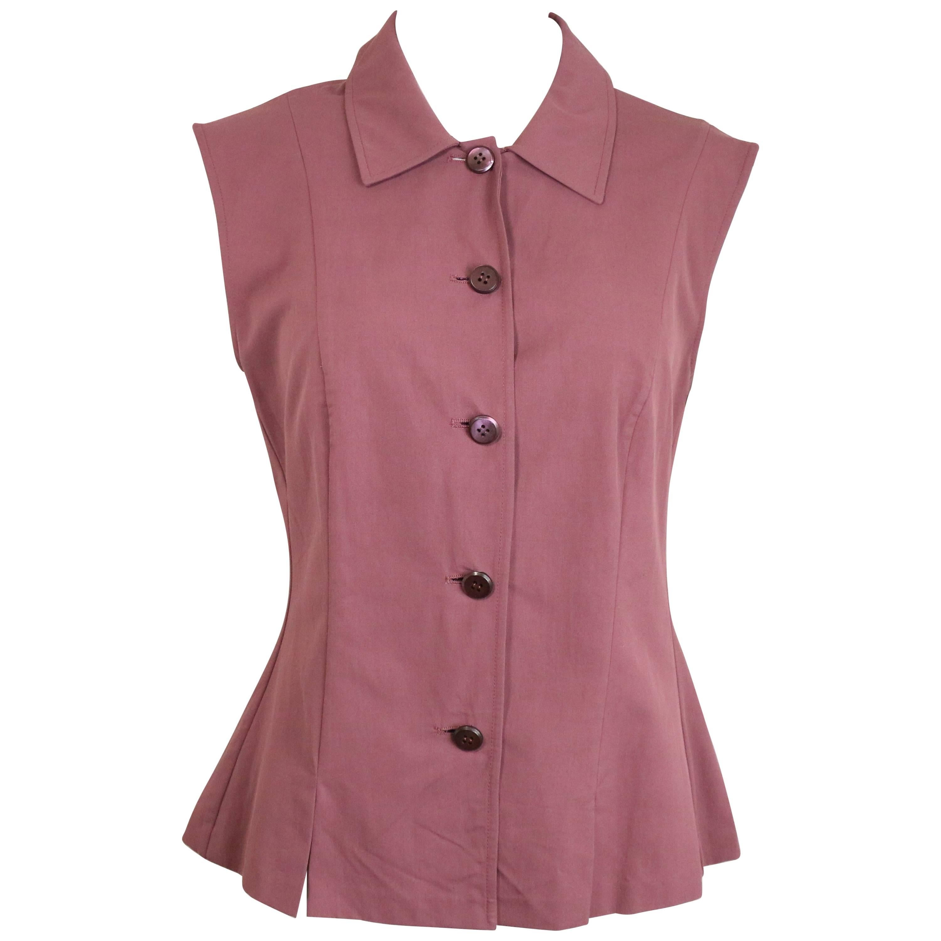 Prada Pink Sleeveless Collar Shirt 