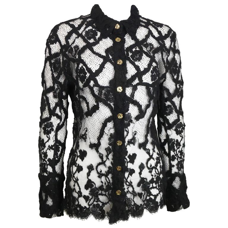 Bazar by Christian Lacroix Black Lace Shirt at 1stdibs