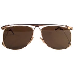 New Vintage Colani Design Gold Solid Brown Lenses Italy 1980's Sunglasses