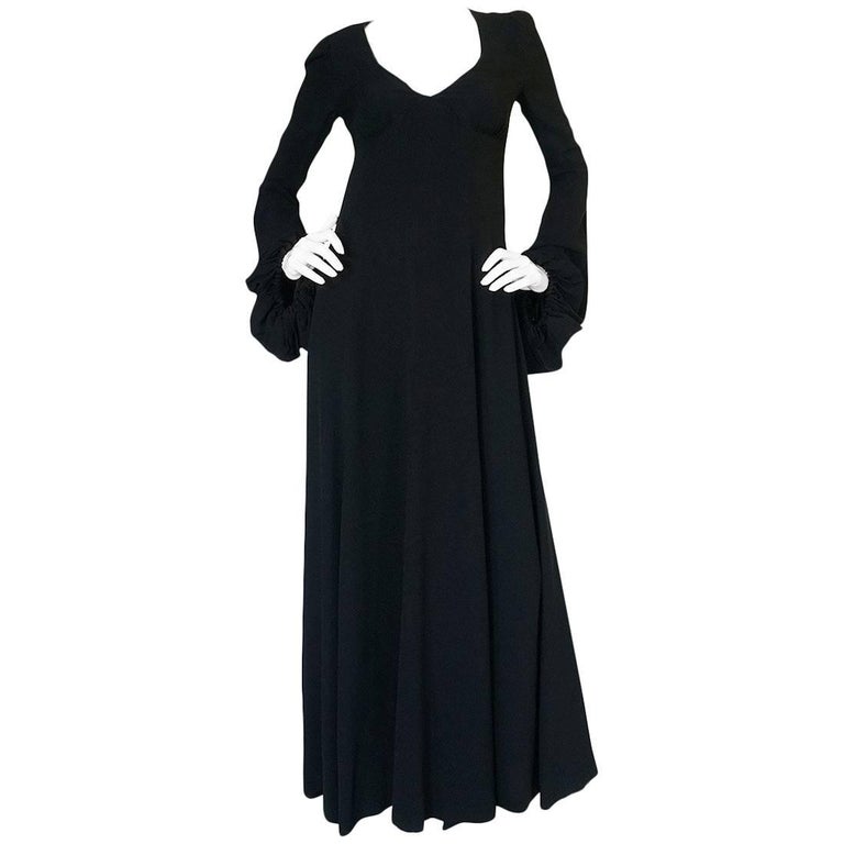 1960s Biba Black Velvet Formal Mini Dress For Sale at 1stdibs