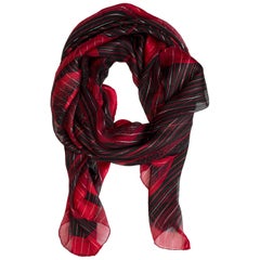 Valentino Red & Black Butterfly Metallic Scarf