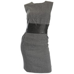 New Michael Kors Collection Size 14 Black and White Wool + Leather Classic Dress 4