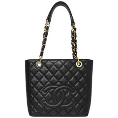 Chanel Black Caviar Leather PST Petite Shopper Tote Bag GHW
