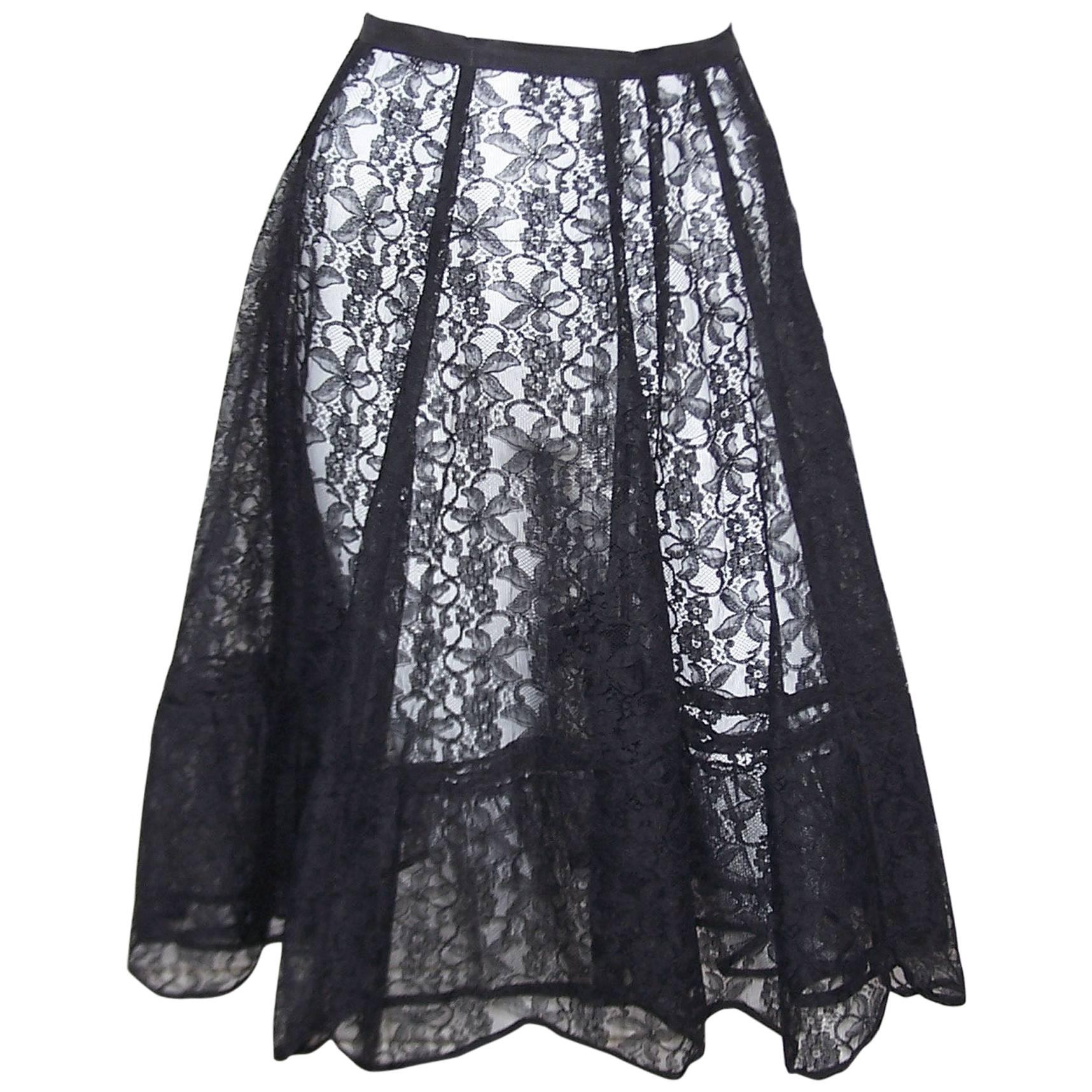 Seductive 1950's Black Lace Crinoline Petticoat Slip