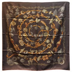 Hermes Alliances du Monde Silk Scarf in Brown