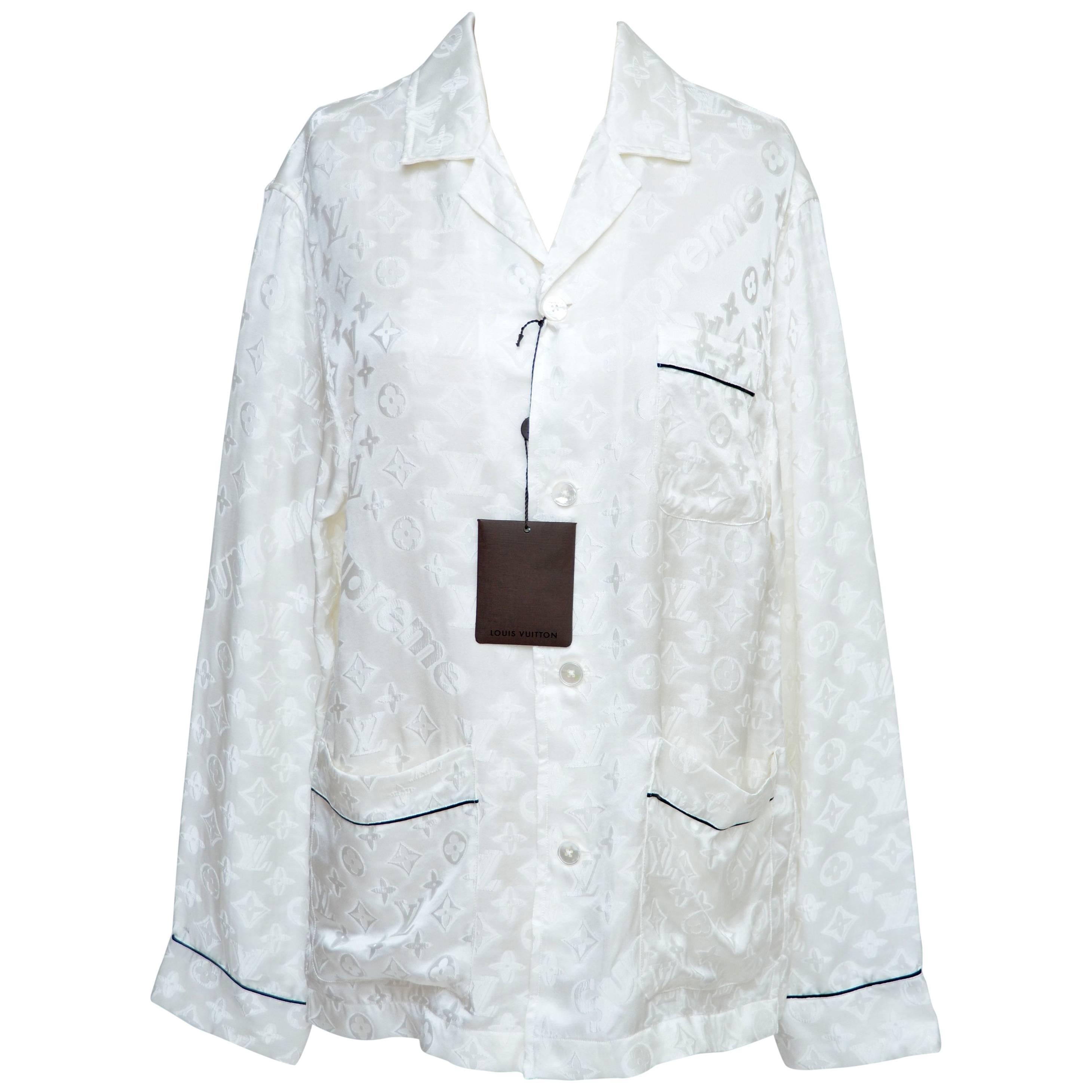 Louis Vuitton Supreme X Limited Edition White Pyjamas Top M For Sale at  1stDibs