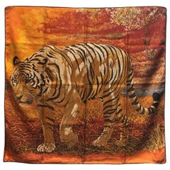 RARE COLLECTIBLE Hermes Tigre du Bengale Bengal Tiger Silk Scarf