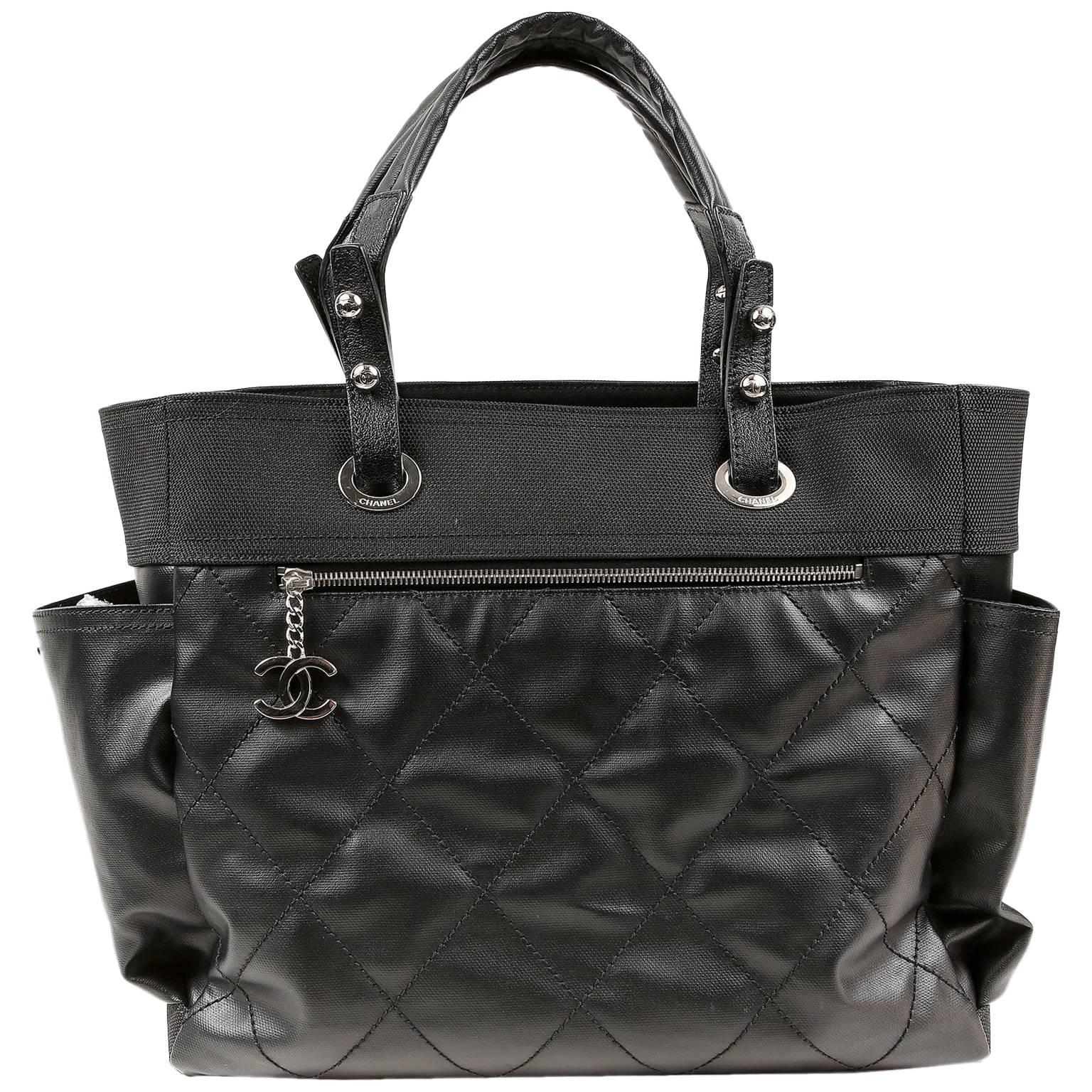 Chanel Black Canvas Biarritz XL Tote Bag For Sale