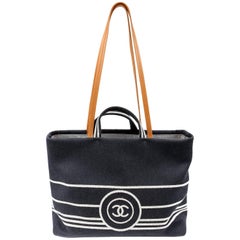 Chanel Black Canvas Classic Summer Tote Bag