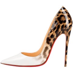 Christian Louboutin New Sold Out White Leopard Patent So Kate Pumps Heels in Box