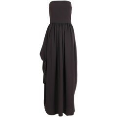 Giorgio Armani Brown Silk Strapless Evening Gown w/Asymmetric Open Sides
