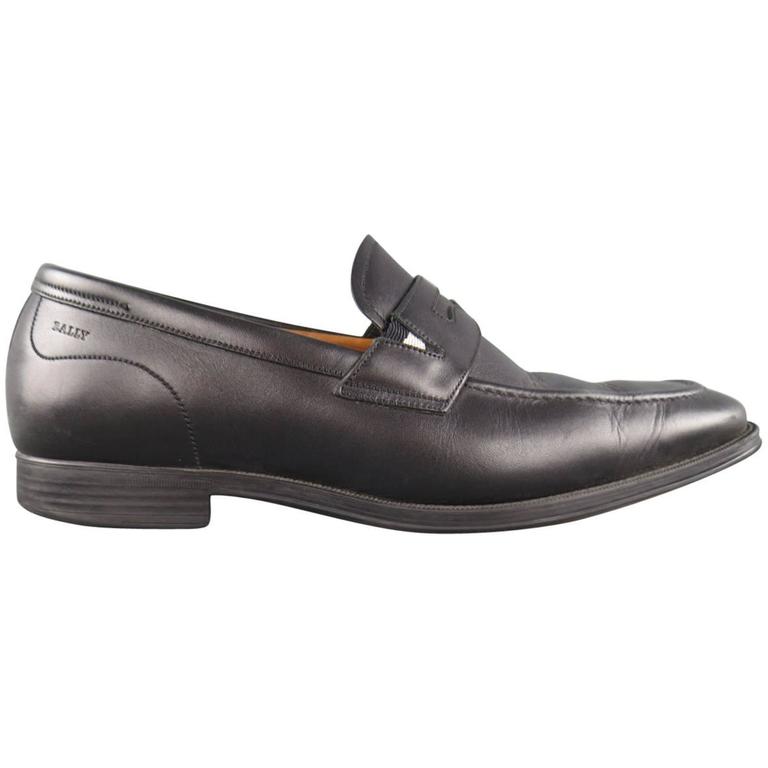 Men's BALLY Size 7.5 Black Leather Penny Loafers For Sale ...