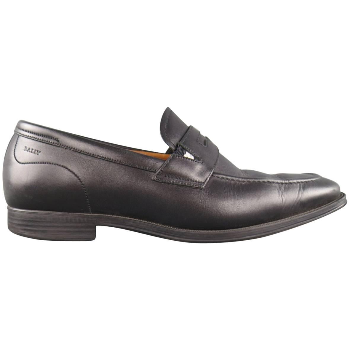 Men's BALLY Size 7.5 Black Leather Penny Loafers