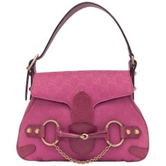 Gucci Raspberry Pink GG Canvas Horsebit Small Handle Satchel Shoulder Bag