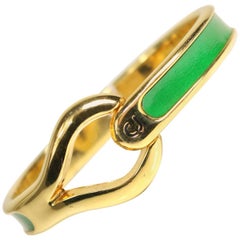 Charles Jourdan Gold Plated Green Leather Bracelet