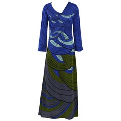 1970s ROBERTA di CAMERINO Trompe l'Oeil Jersey Long Dress 10