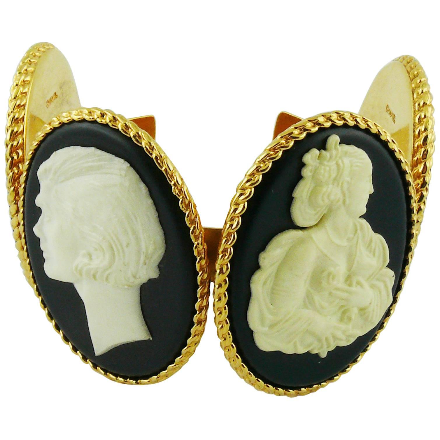 Chanel Vintage Uber Rare Cameo Cuff Bracelet Collector