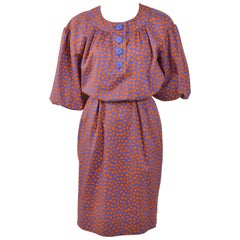 1980s YVES SAINT LAURENT Rive Gauche Abstract Print Cotton Dress 6