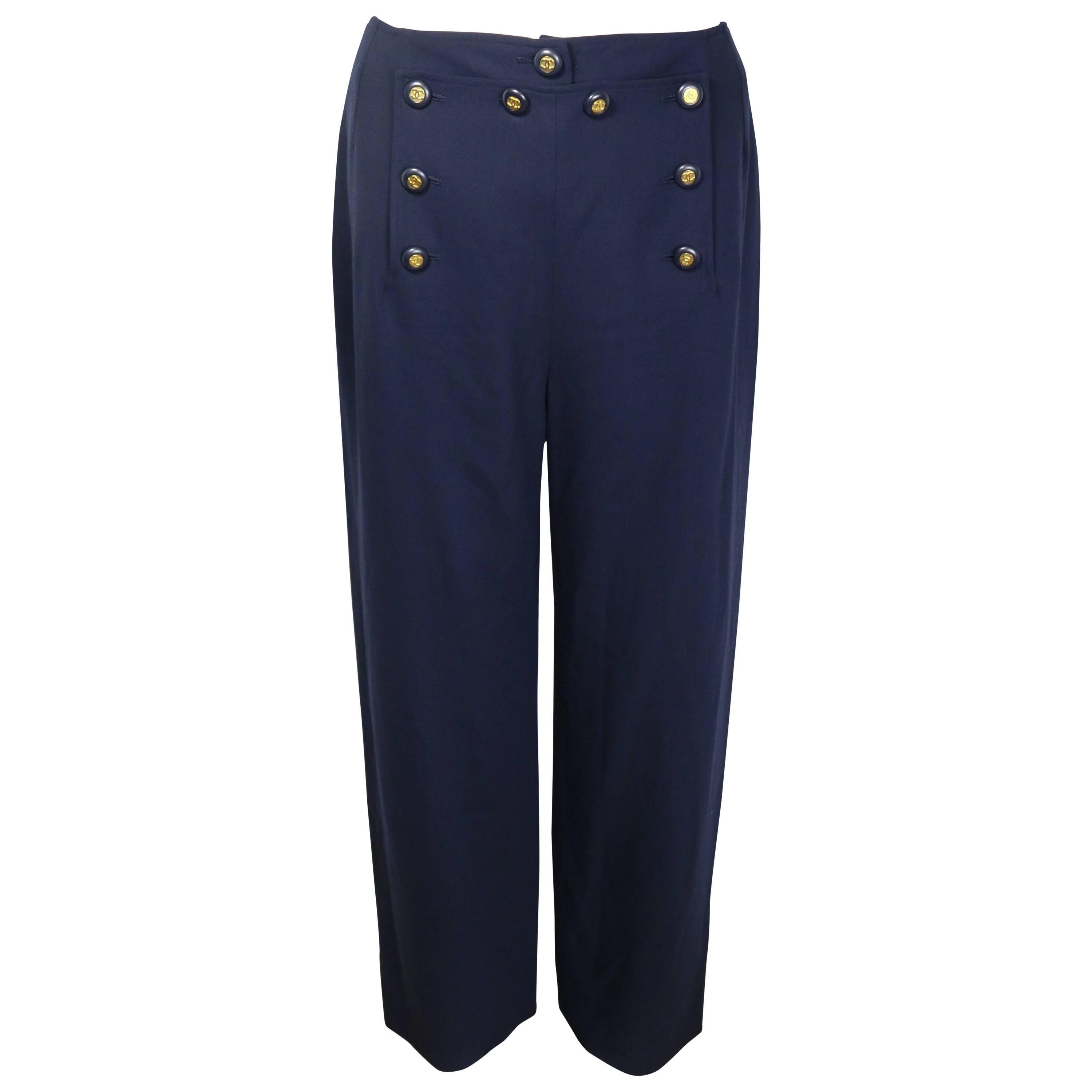 Chanel Navy Wool Pants 