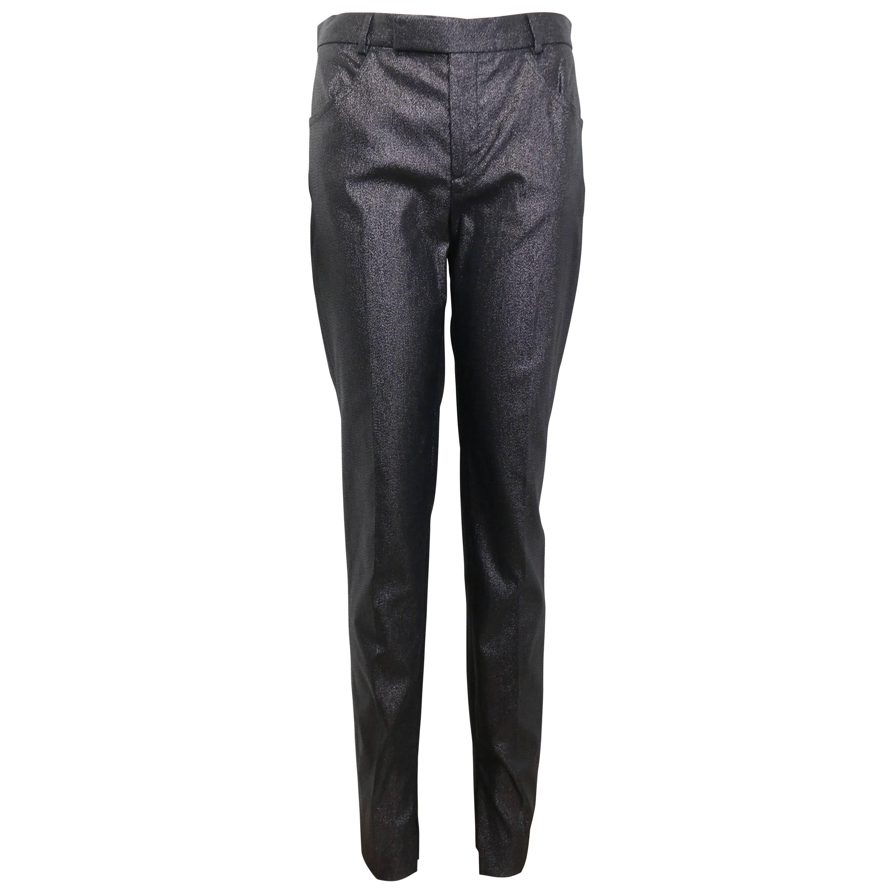 Gucci by Tom Ford Black Metallic Pants For Sale