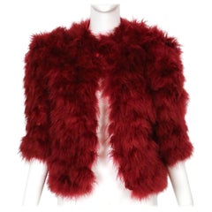 1981 YVES SAINT LAURENT fuchsia marabou feather RUNWAY jacket