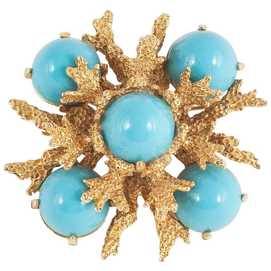  Lucite and rusticated gilt 'sealife' brooch, Pauline Rader, 1960s