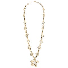 Huge rusticated gilt and lucite pendant/necklace, Edouard Rambaud Paris, 1980s 9