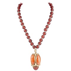 Unsigned cornelian, gilt and paste 'Faberge Egg' pendant, att. Schreiner, 1960s 8