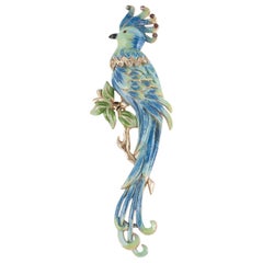 Dramatic enamel and gilt 'parrot' fur clip, Coro, 1940s 1