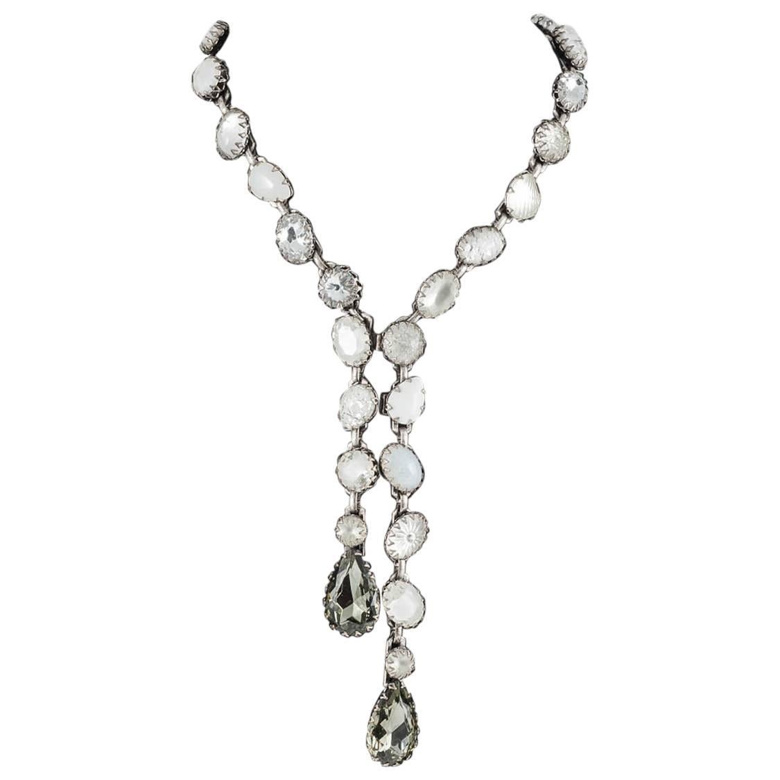 A jewelled sautoir style drop necklace, 1980s