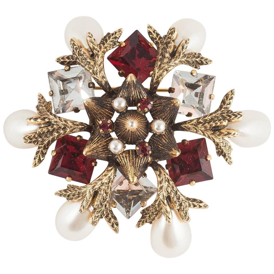 Beautiful jewelled 'snowflake' brooch, Christian Dior, 1964