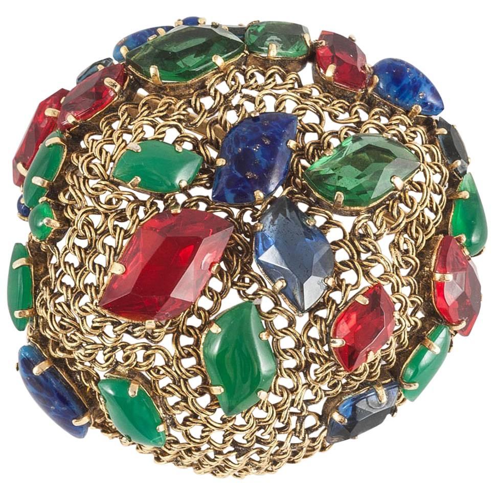  Multi coloured jewelled brooch signed and dated "Christian Dior 1962'' 