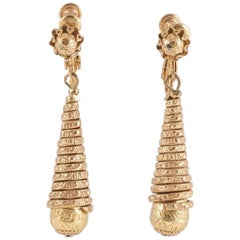 Vintage Lovely Russian gilt 'conical' drop earrings, Miriam Haskell, 1960s 